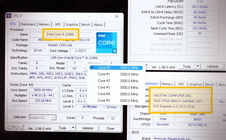 Intel Core i5-12400 удалось разогнать до 5 ГГц на относительно доступной плате с чипсетом Intel B660