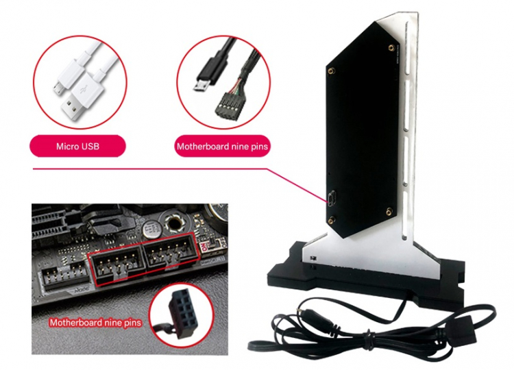 Lamptron представила подпорку для видеокарты с 2,4-дюймовым ЖК-дисплеем и RGB-подсветкой
