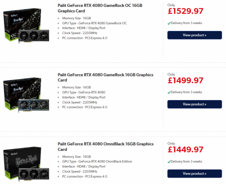 GeForce RTX 4080 16GB отметилась у британского ретейлера по цене значительно выше ожидаемой