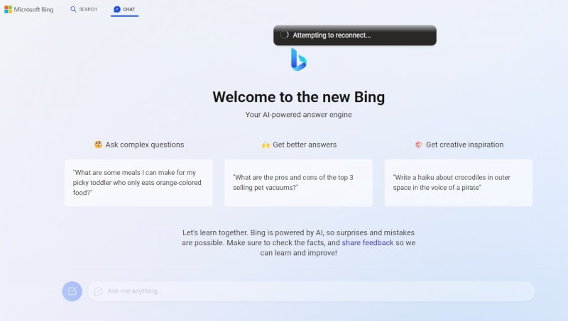 Обновленный интерфейс Bing с искусственным интеллектом ненадолго показался пользователям