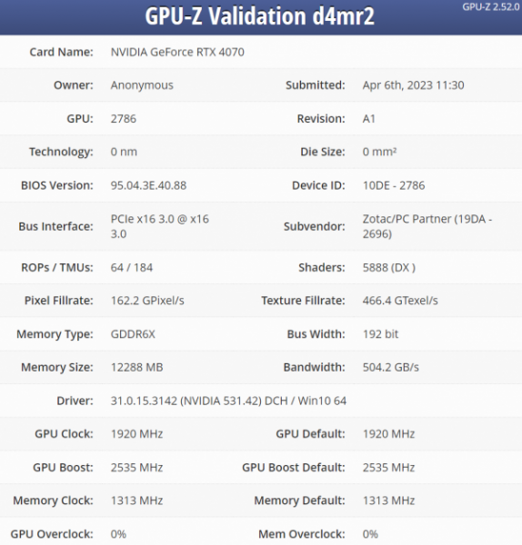 Характеристики GeForce RTX 4070 подтвердились: число CUDA-ядер, как у RTX 3070, а шина памяти — уже