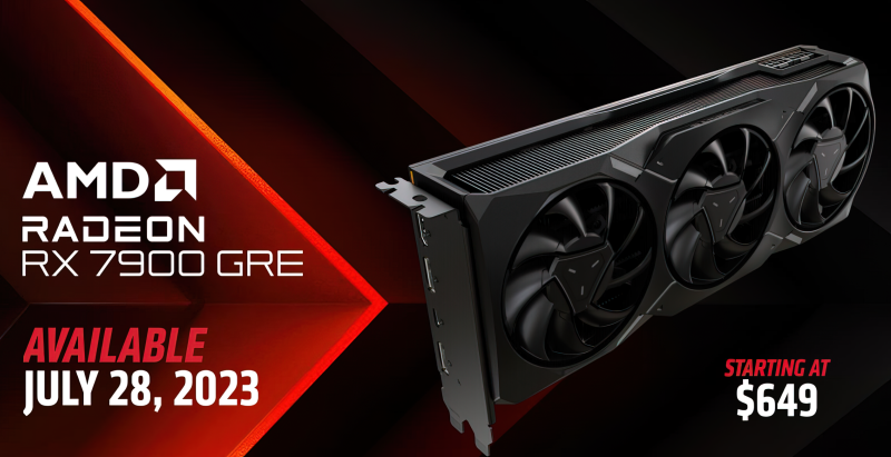AMD представила видеокарту Radeon RX 7900 GRE c 16 Гбайт памяти за $649 — чуть быстрее GeForce RTX 4070