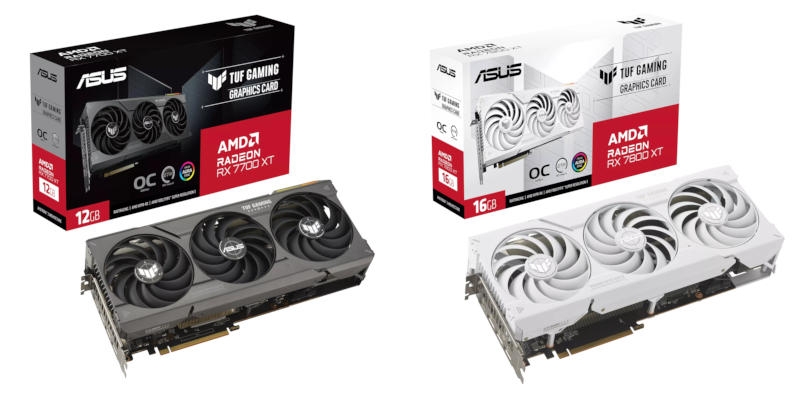 ASUS представила видеокарты AMD Radeon RX 7800 XT и RX 7700 XT TUF в чёрном и белом исполнении