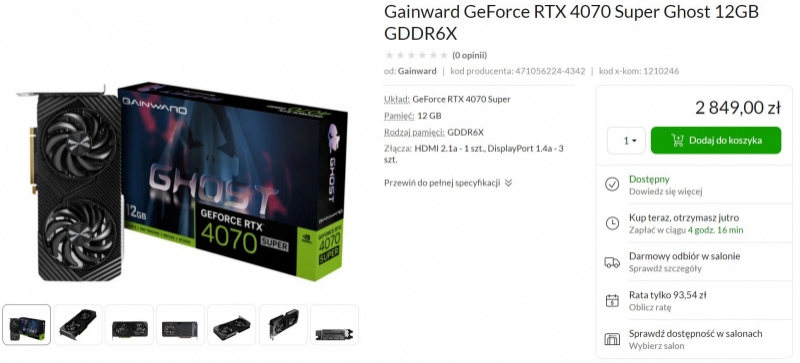 GeForce RTX 4070 Super уже предлагается до 5 % дешевле рекомендованной цены — со старта продаж прошли сутки 