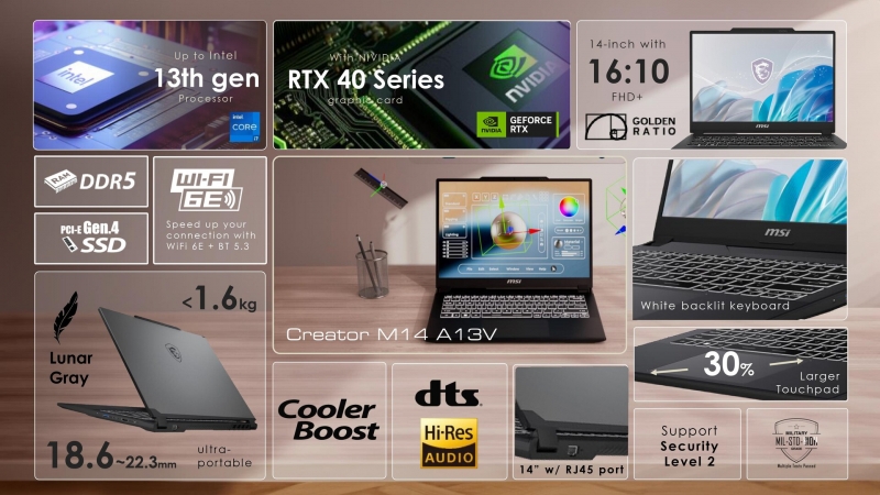 MSI представила ноутбуки Creator M14 и M16 HX с процессорами Intel и видеокартами NVIDIA 