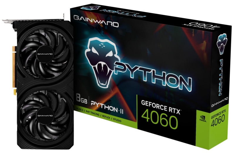 Представлены одинаковые видеокарты Palit GeForce RTX 4060 Infinity 2 и Gainward GeForce RTX 4060 Python II 