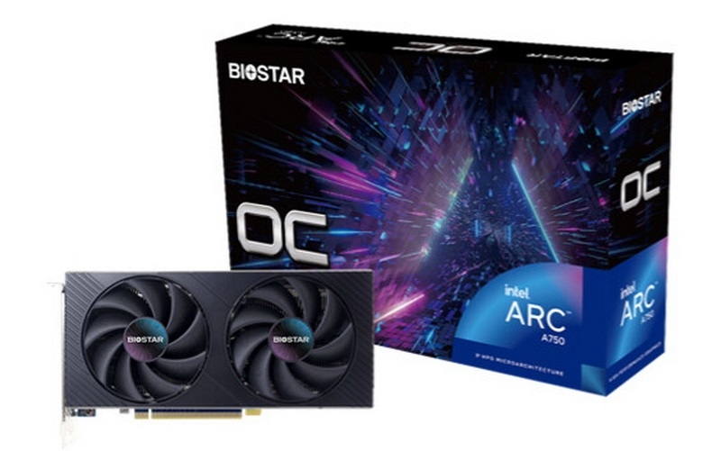 Biostar выпустила видеокарту Intel Arc A750 OC с синей платой и простой системой охлаждения 